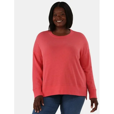 Time and Tru Women s and Women s Plus Crewneck Sweatshirt with Long Sleeves Sizes XS - 4X | Walmart (US)