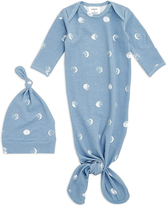 aden + anais Comfort Knit Knotted Newborn Baby Gown and Hat, 2 Piece Set, 0-3 Months | Amazon (US)