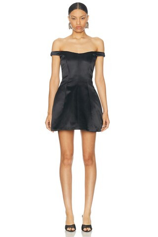 NICHOLAS Lima Off Shoulder Mini Dress in Black - Black. Size 0 (also in 10, 4, 6). | FWRD 