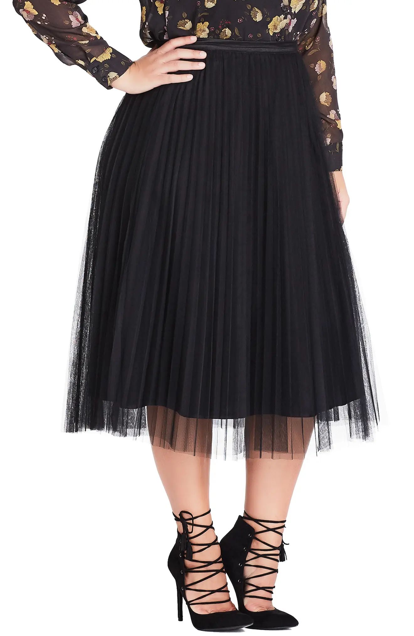 City Chic Nouveau Tulle Pleated Skirt (Plus Size) | Nordstrom