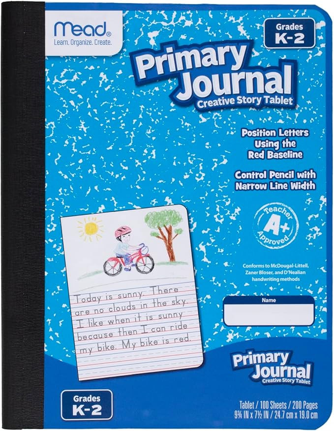 Mead Primary Journal Creative Story Tablet Composition Notebook, 7.5" x 9.75", Grades K-2, 100 Sh... | Amazon (US)