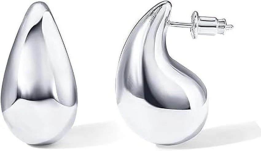 PAVOI 14K Gold Plated 925 Sterling Silver Post Teardrop Chunky Hoop Earrings | Lightweight Drop W... | Walmart (US)