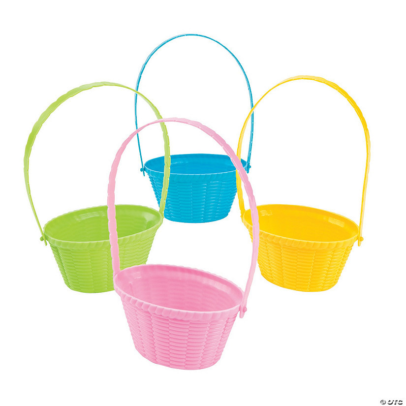 Mini Pastel Plastic Easter Baskets - 12 Pc. | Oriental Trading Company