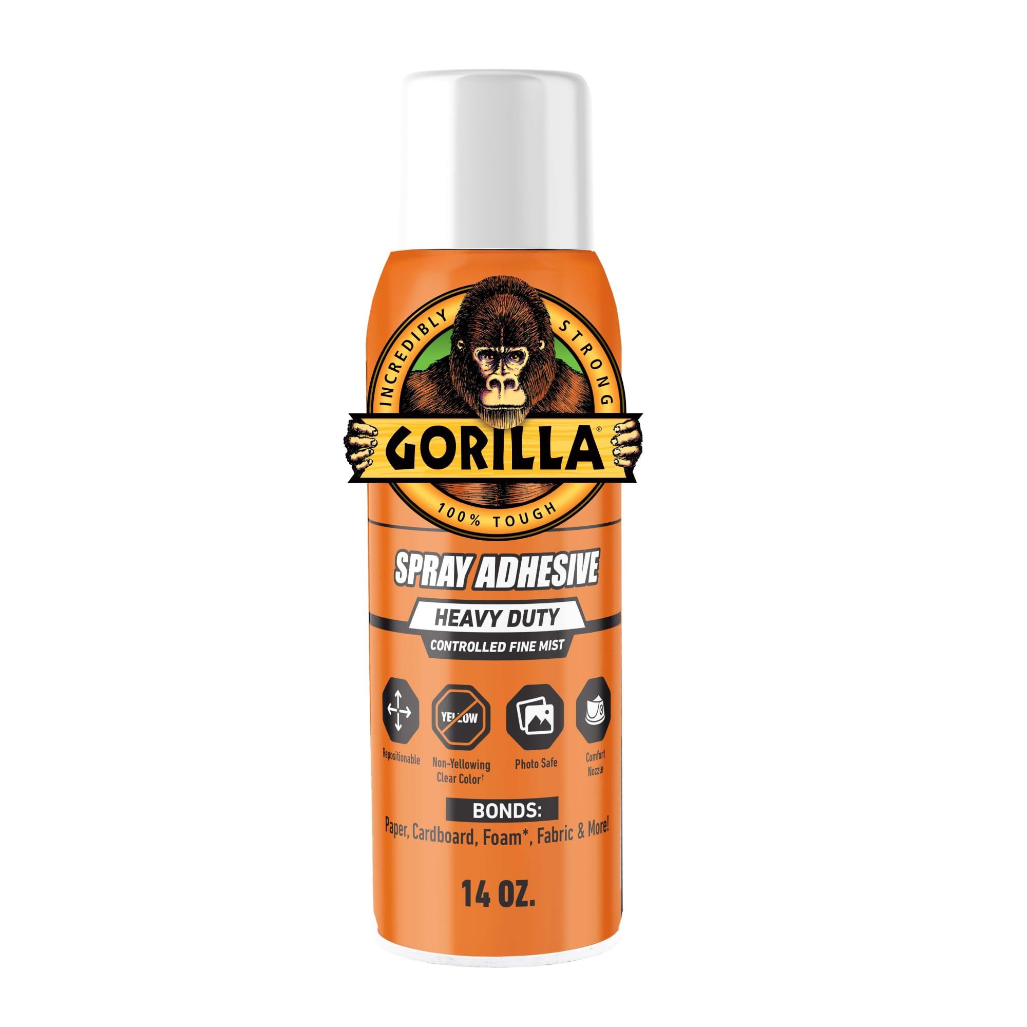 Gorilla Heavy Duty Spray Adhesive, Clear Glue, 14 Ounce (Pack of 1) - All Purpose with Comfort No... | Amazon (US)