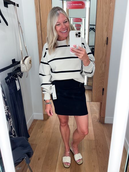 Love this striped cropped lululemon sweatshirt with a black scuba skirt and sandals. Small skirt and 4 pullover  


#LTKStyleTip #LTKTravel #LTKSeasonal
