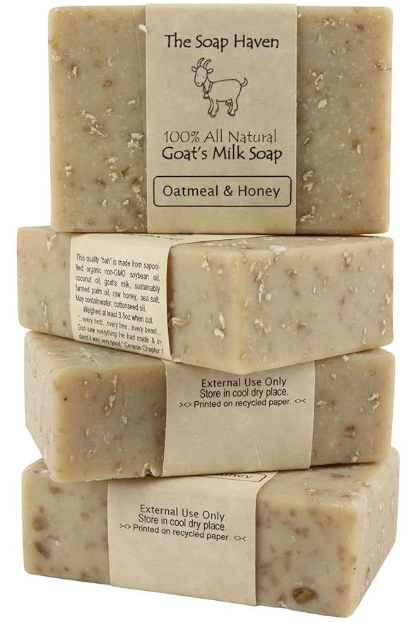 Oatmeal Soap - Pack of 4 Oatmeal & Honey, Goat Milk Soap Bars. All Natural, Unscented Soap - Wond... | Amazon (US)