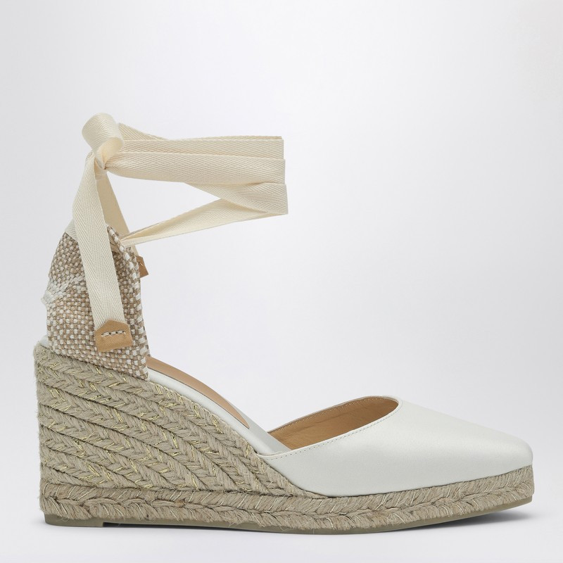 Joyce white espadrilles in satin | The Double F