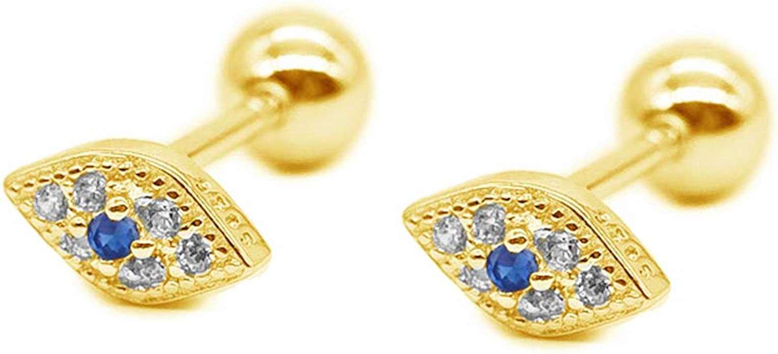20g Blue Evil Eye Mini CZ Stud Earrings for Women Little Girls Dainty Minimalist 925 Sterling Sil... | Amazon (US)