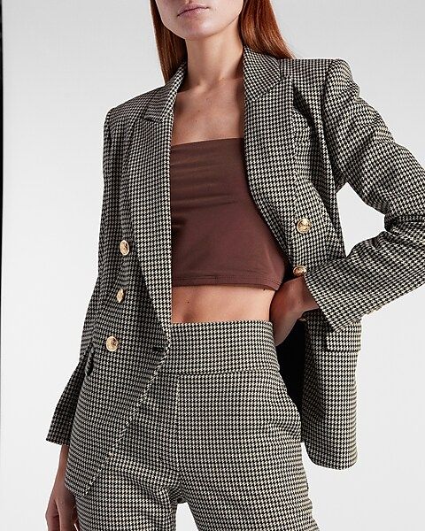 Houndstooth Knit Peak Lapel Double Breasted Blazer | Express