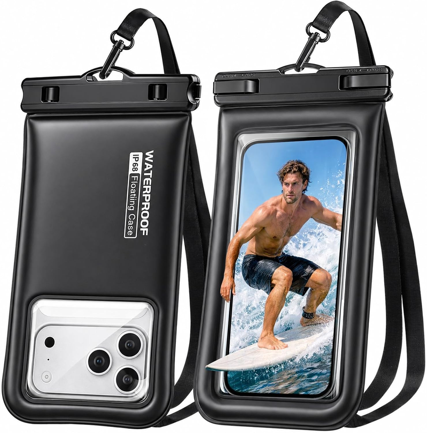 Floating Waterproof Phone Pouch 2 Pack, IP68 Waterproof Phone Case with Lanyard for Beach Kayak C... | Amazon (US)