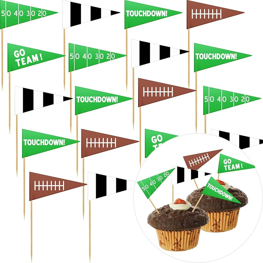 96 Pieces Football Flag Picks Football Party Decoration Football Cupcake Toppers Football Cake De... | Amazon (US)