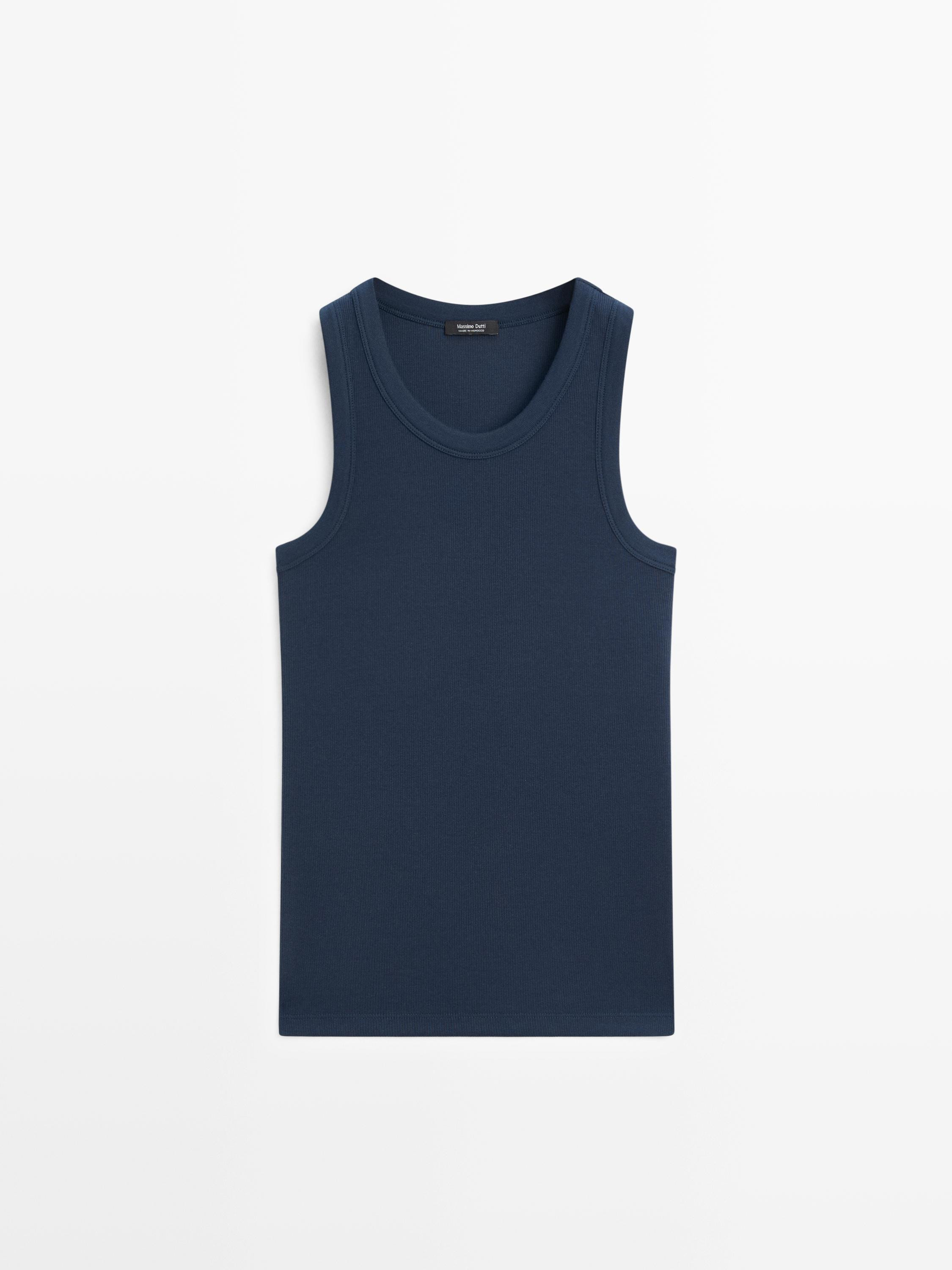 Cotton blend halter top | Massimo Dutti UK