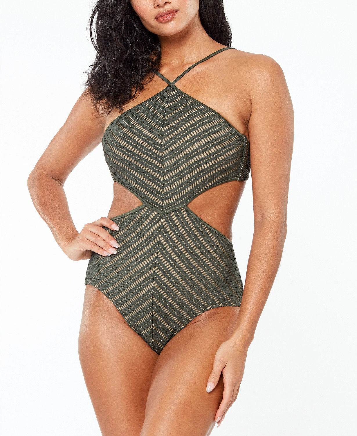 Bar III High-Neck Crochet Monokini Swimsuit, Created for Macy's & Reviews - Swimsuits & Cover-Ups... | Macys (US)
