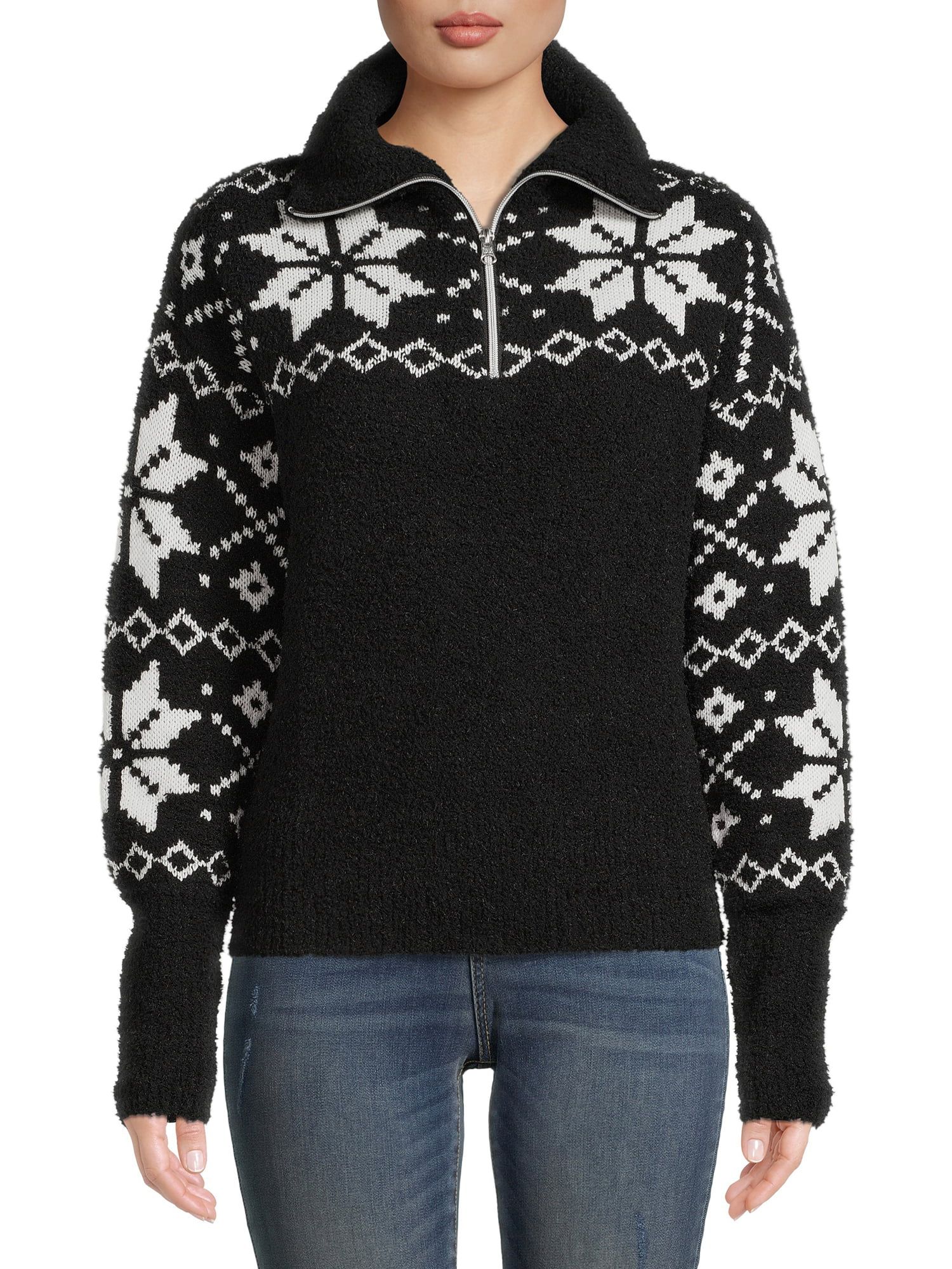 Time and Tru Women's Quarter Zip Sweater | Walmart (US)