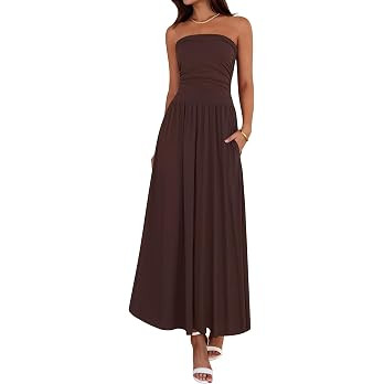 BTFBM Summer Maxi Dresses for Women Strapless Tube Top Dress | Amazon (US)