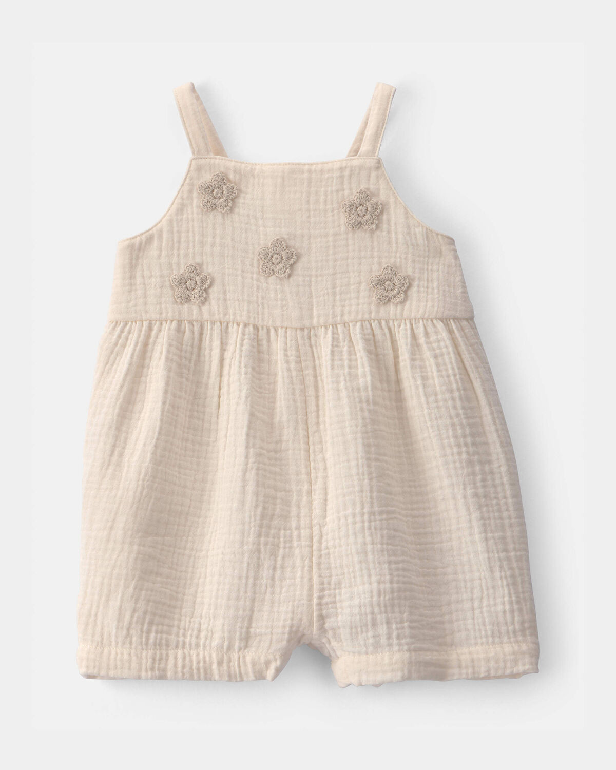 Baby Girl Flower Embroidered Romper - Ivory | Carter's Inc