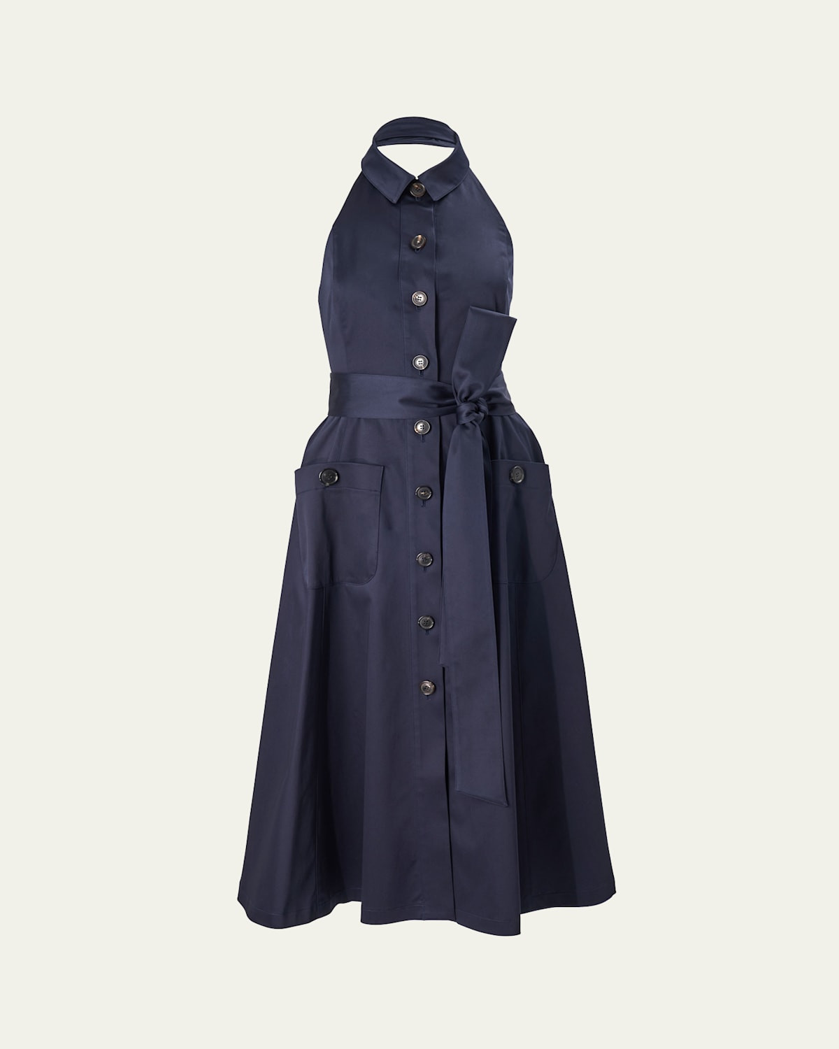 Collared Button-Front Halter Midi Dress | Bergdorf Goodman