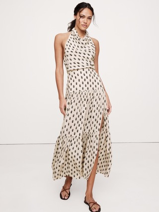 Matte Silk Halter Maxi Dress | Banana Republic (US)