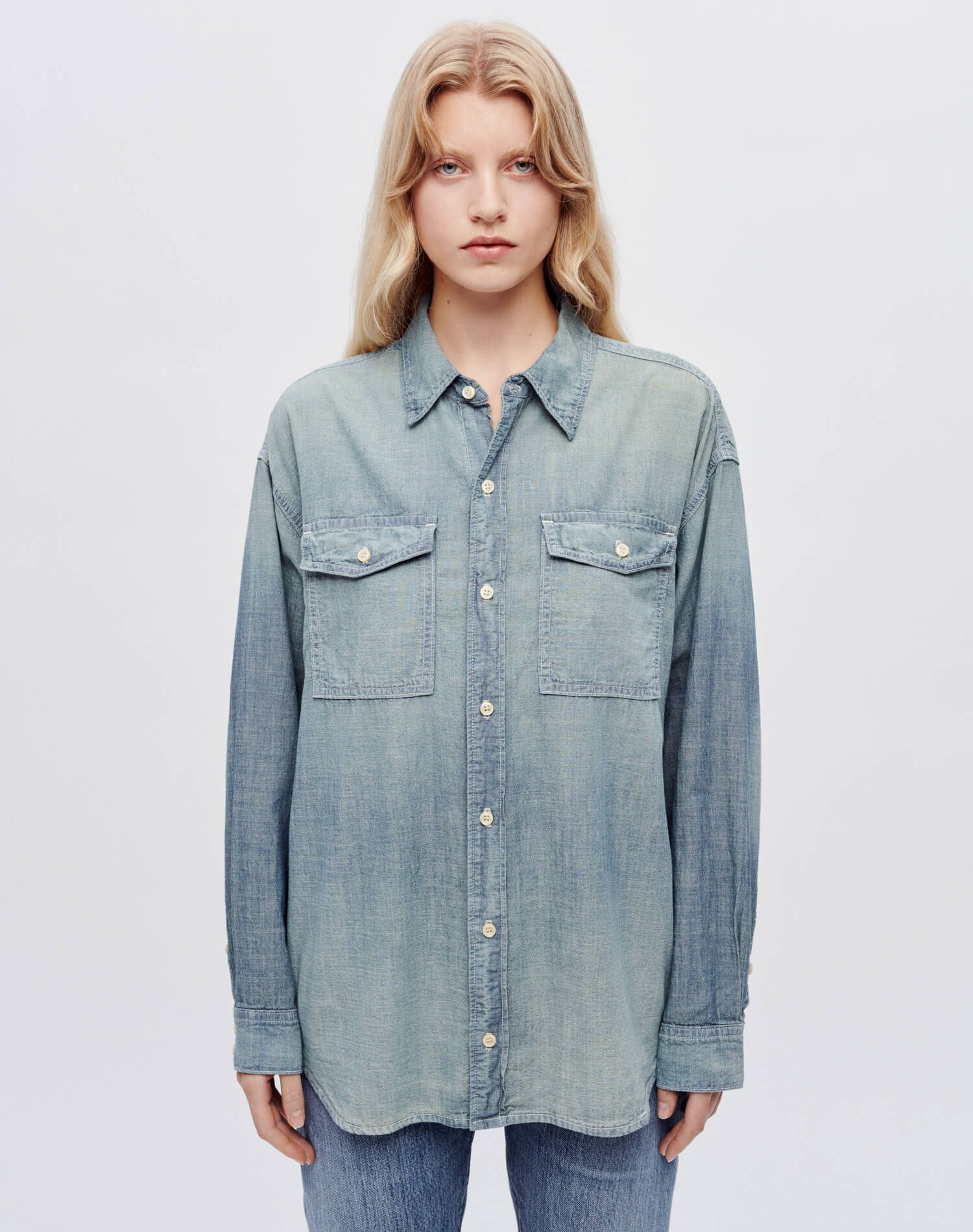 RE/DONE & Pam | Chambray Oversized Shirt in Paradise Cove | RE/DONE