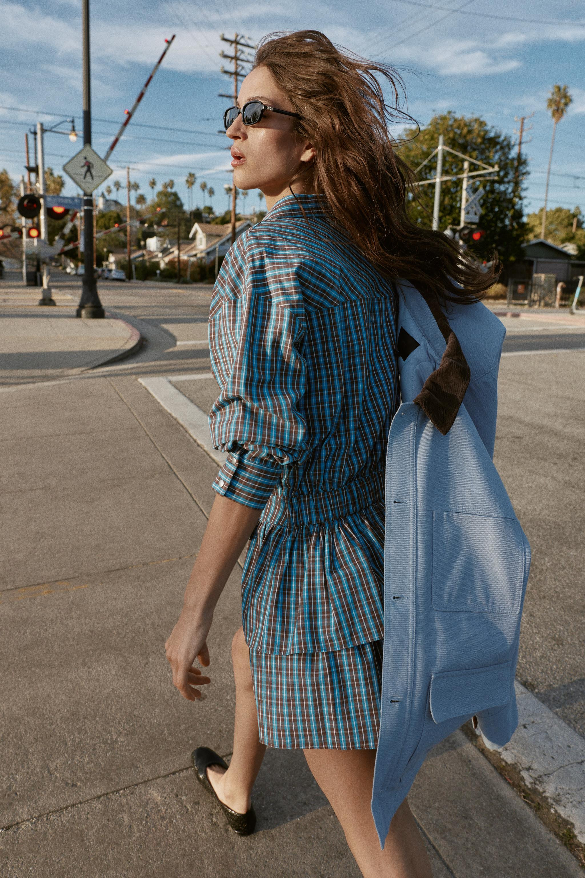 PLAID RUFFLED BELTED SHORT DRESS | Zara US