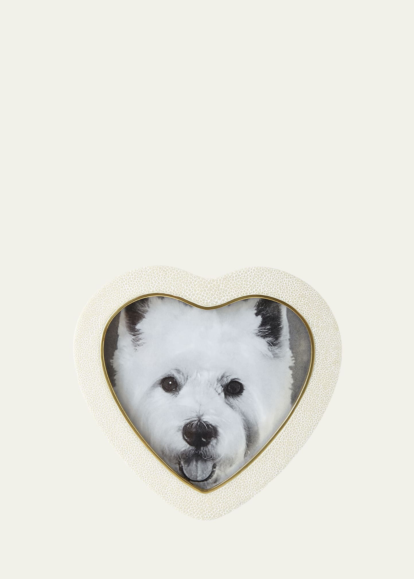 AERIN Cream Faux Shagreen Heart Picture Frame | Bergdorf Goodman