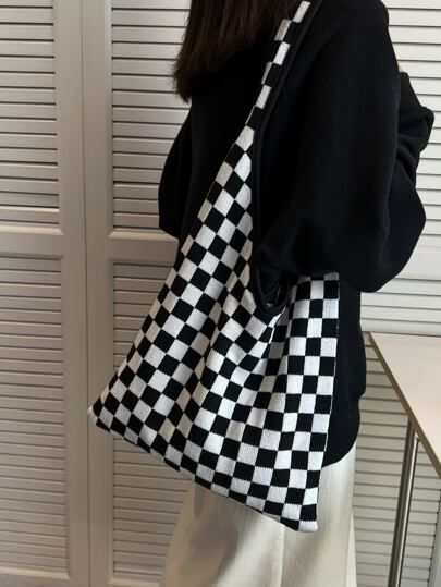 Checkered Pattern Crochet Bag
   SKU: sg2205296258284116      
          (1 Reviews)
            ... | SHEIN