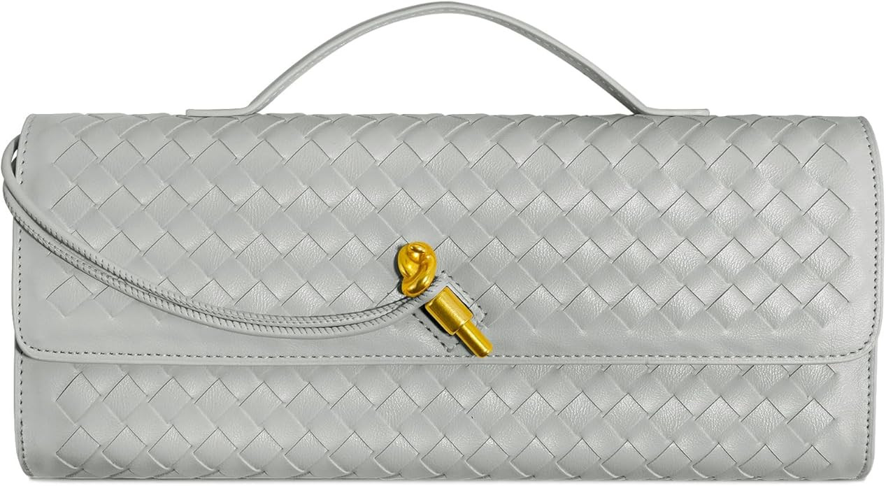 Woven Clutch Purses for Women, Formal Satchel Leather Evening Bag Shoulder Handbag | Amazon (US)
