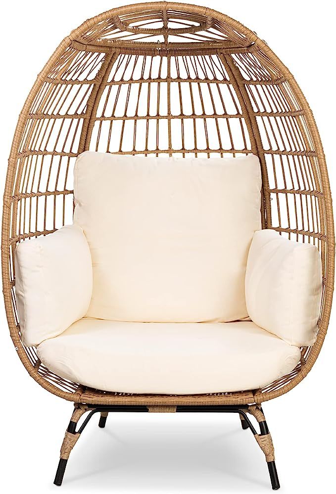 Best Choice Products Wicker Egg Chair, Oversized Indoor Outdoor Lounger for Patio, Backyard, Livi... | Amazon (US)