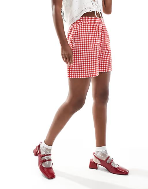 ASOS DESIGN gingham boxer shorts in red | ASOS | ASOS (Global)