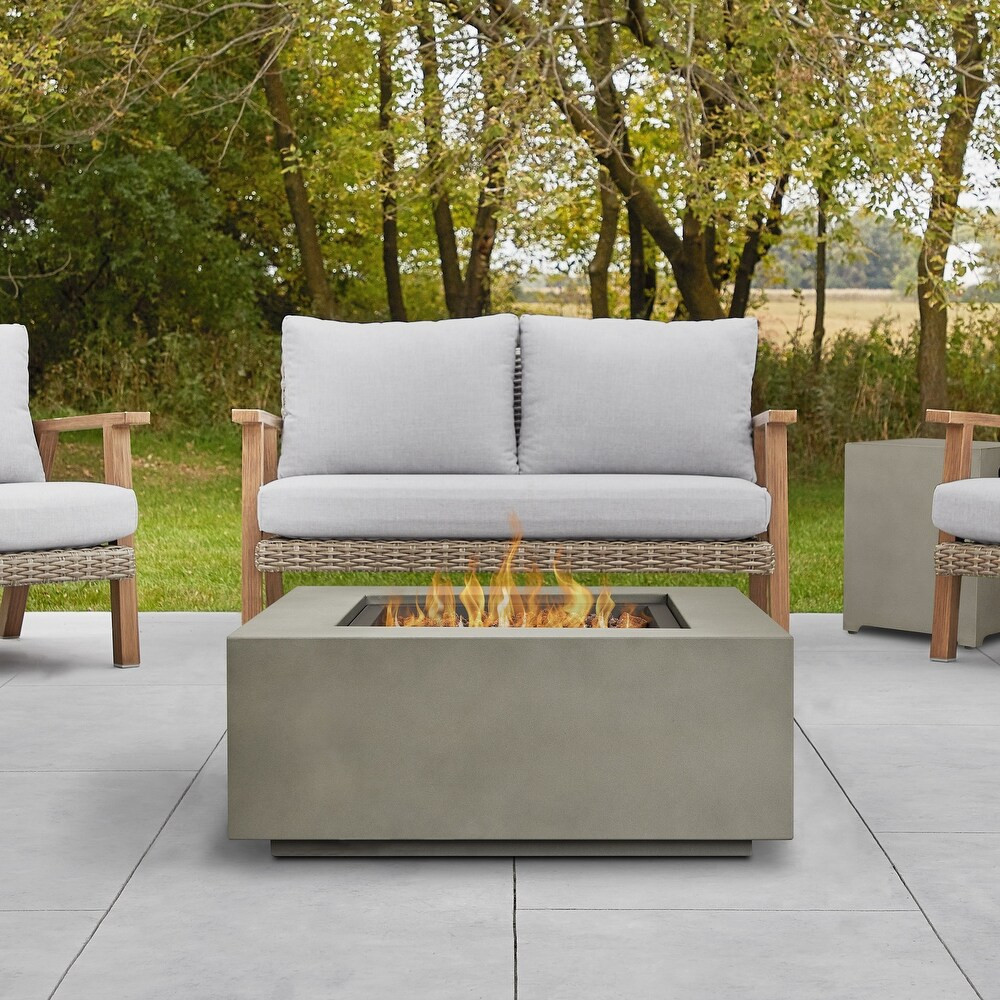 Aegean Square Gas Fire Table in Mist Gray - 36" L x 36" W x 15.25" H (Grey - 36" L x 36" W x 15.25"  | Bed Bath & Beyond