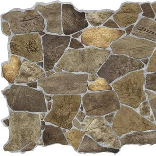 Dundee Deco 3D Falkirk Renfrew II 1/50 in. x 39 in. x 25 in. Brown Faux Stone PVC Decorative Wall... | The Home Depot