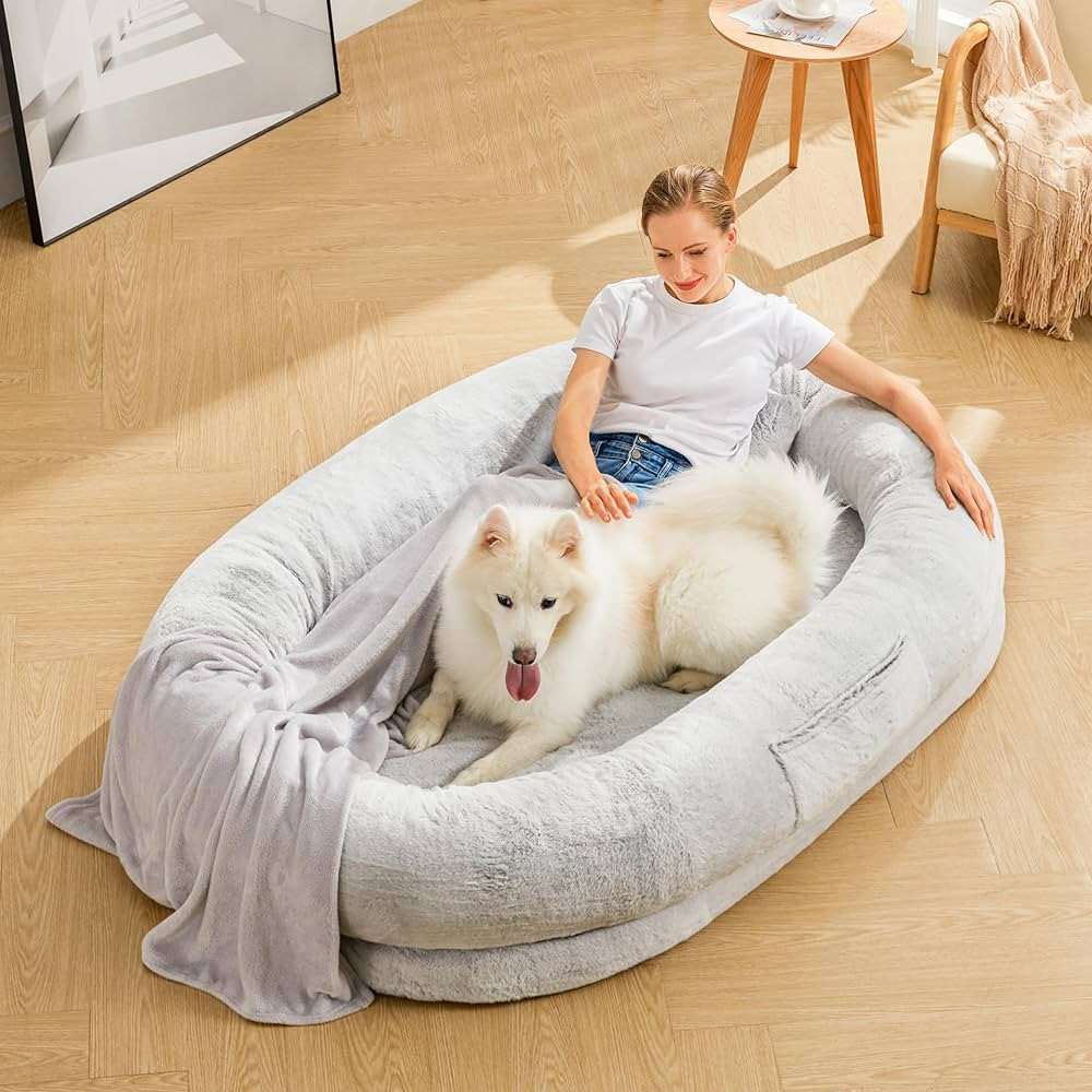 Human Dog Bed - 71''x47''x12.5'' Dog Bed for Humans Size Fits You and Pets, Washable Faux Fur Lar... | Amazon (US)