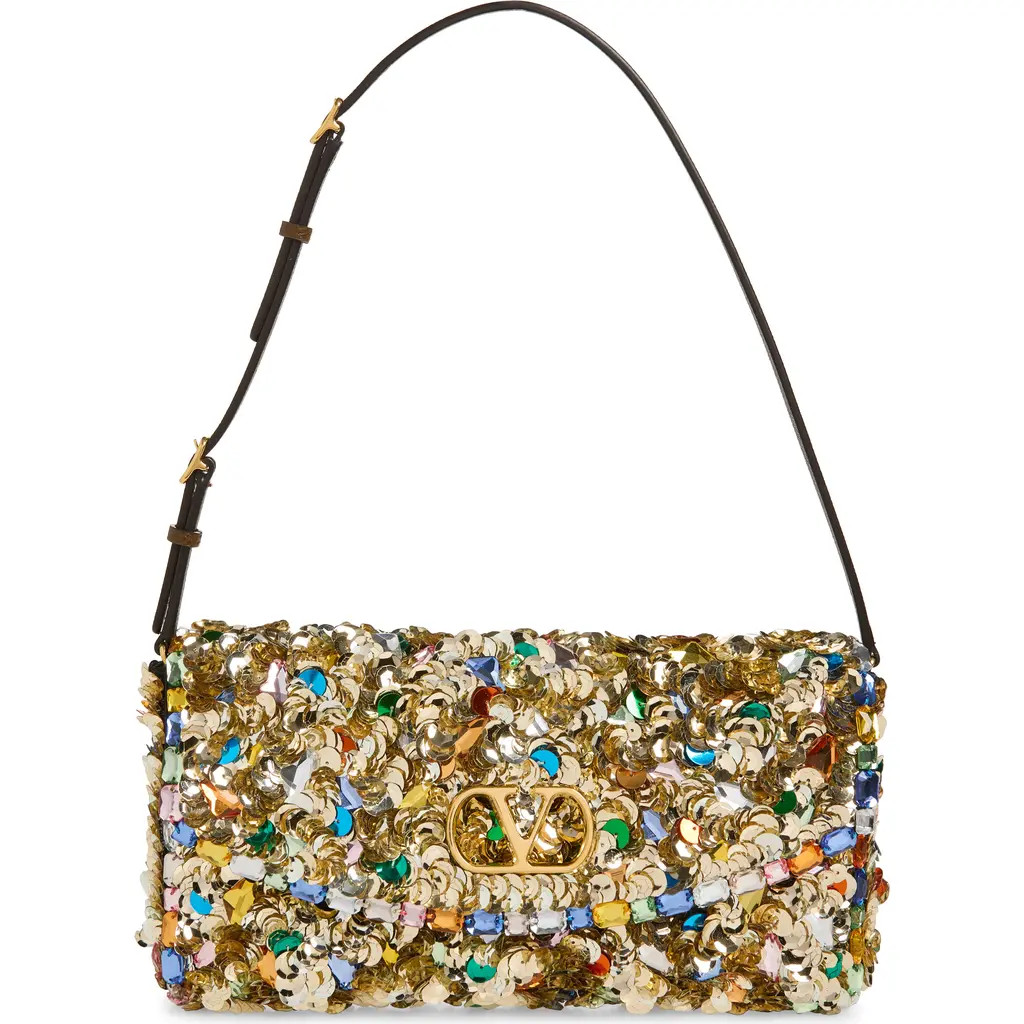 Valentino Garavani Vain Embellished Shoulder Bag in Multi Silver at Nordstrom | Nordstrom