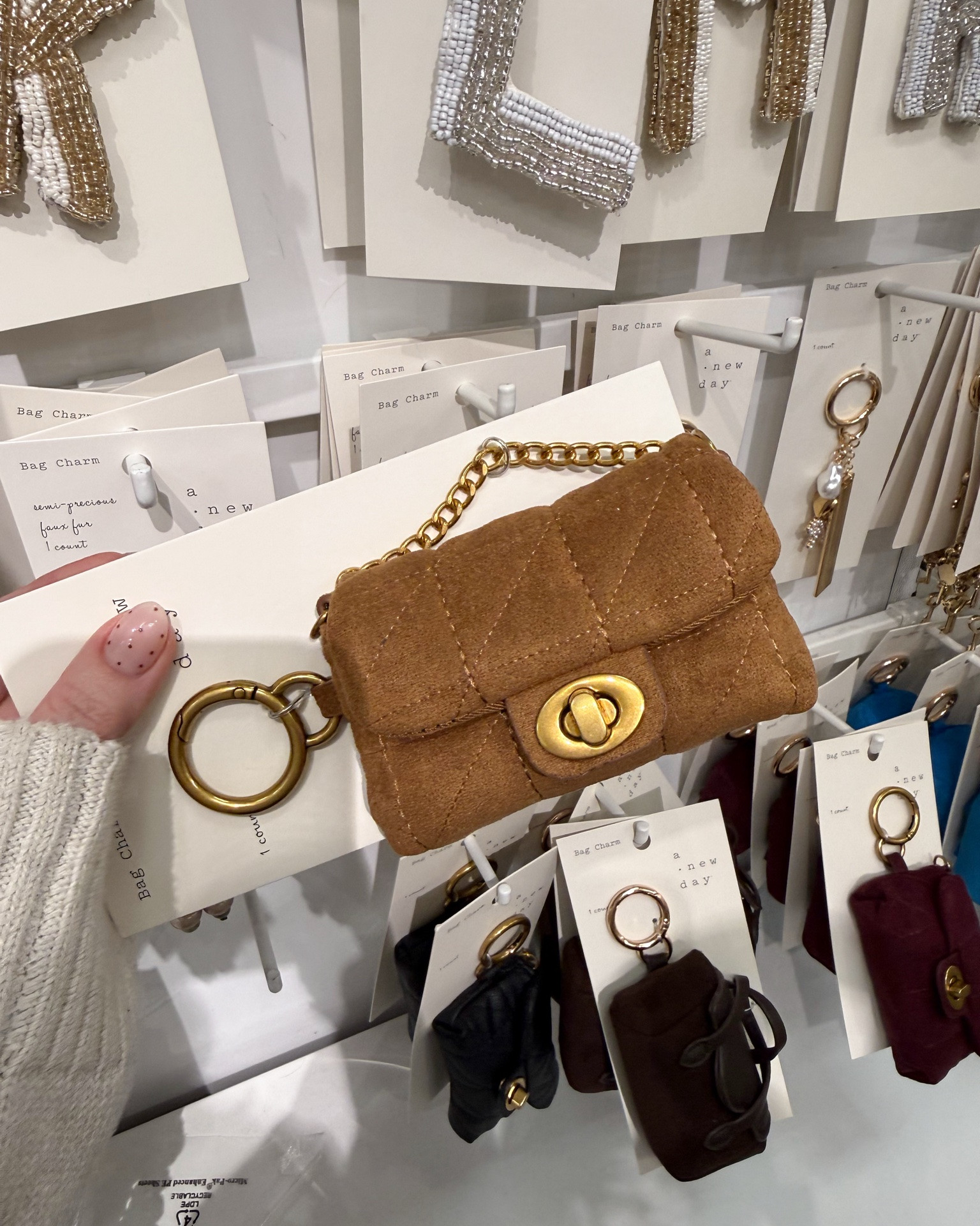 Omg! These new mini bag charms are soo cute. They can fit AirPods, a lip balm etc. They also have matching handbags! 🤎🍂

Target accessories, new arrivals, fall handbag, autumn, suede bag, fashion finds, trending, brown aesthetic, a new day, fancythingsblog

#LTKSeasonal #LTKgrwm #LTKootd