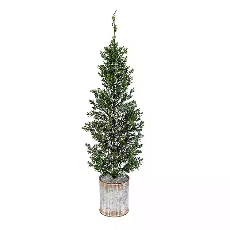 Galvanized Bucket Snowy Christmas Tree, 35 in. | Kirkland's Home