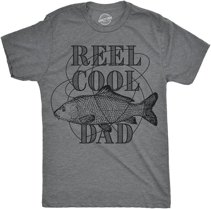 Crazy Dog Dad Fishing Shirts Funny Father's Day Reel Cool Dad Papa Grandpa Tees | Amazon (US)