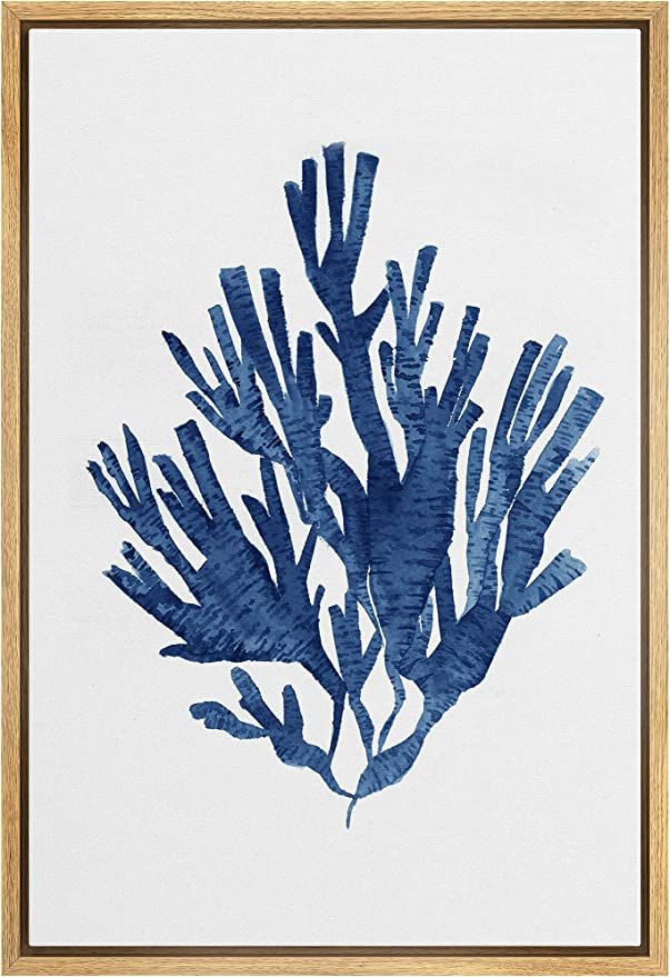 MUDECOR Framed Canvas Print Wall Art Blue Watercolor Coral Branches Nature Wilderness Illustratio... | Amazon (US)