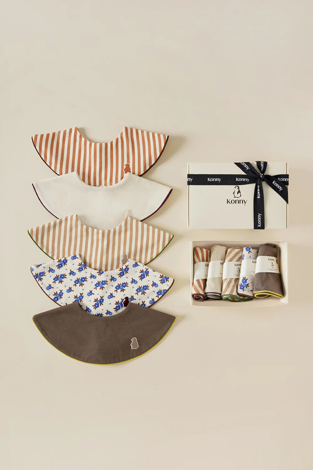 Konny Piped Edge Bib 5-Pack Gift Set | Konny Baby
