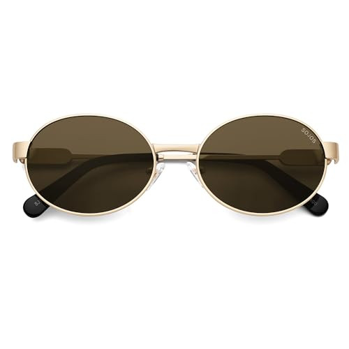 SOJOS Retro Oval Polarized Sunglasses Womens Men,Trendy Round 90s Shades SJ1281 Gold Frame Brown ... | Amazon (US)