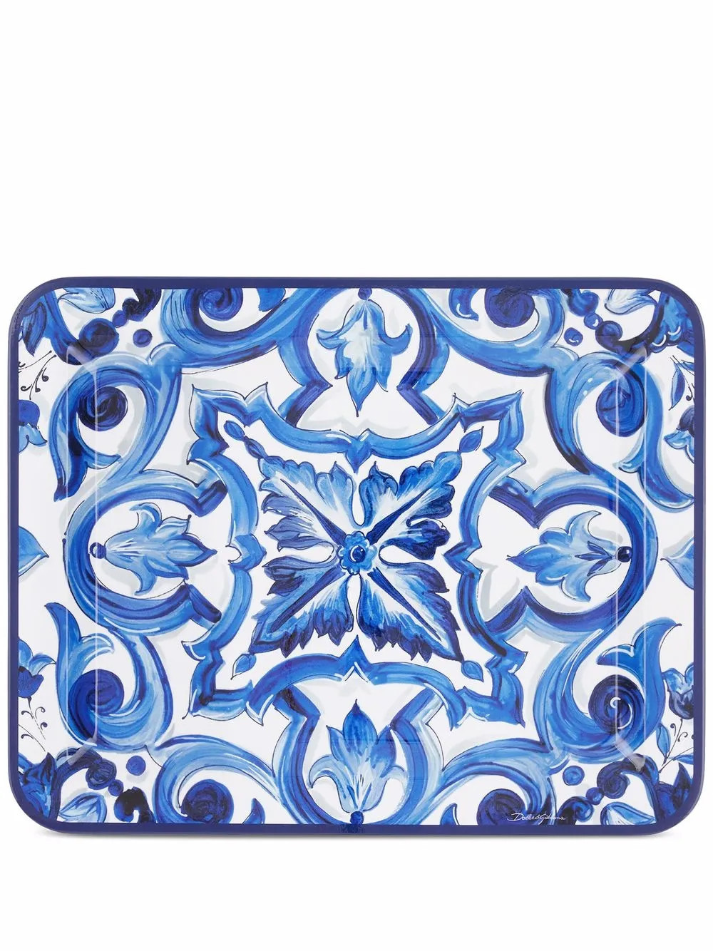 Dolce & Gabbana medium Mediterraneo-print wooden tray - Blue | Farfetch Global