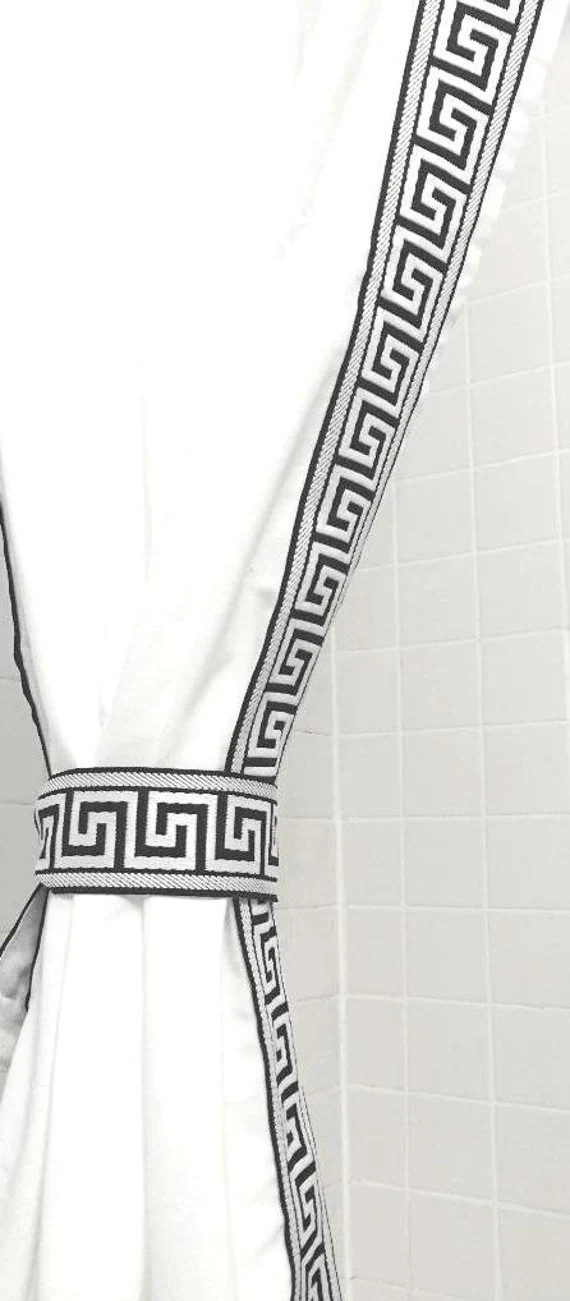 Greek Key Trimmed Shower Curtain  Color Options - Etsy | Etsy (US)