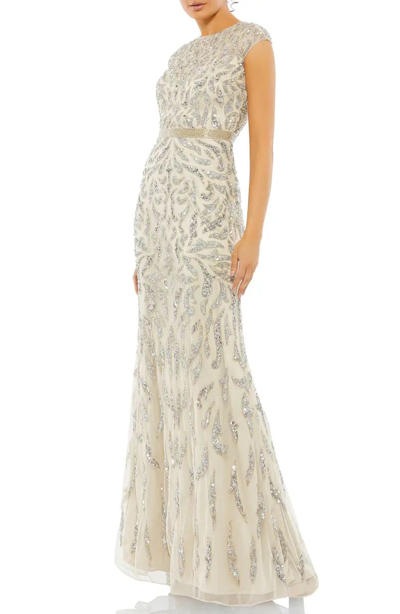 Beaded Paisley Sleeveless Trumpet Gown | Nordstrom