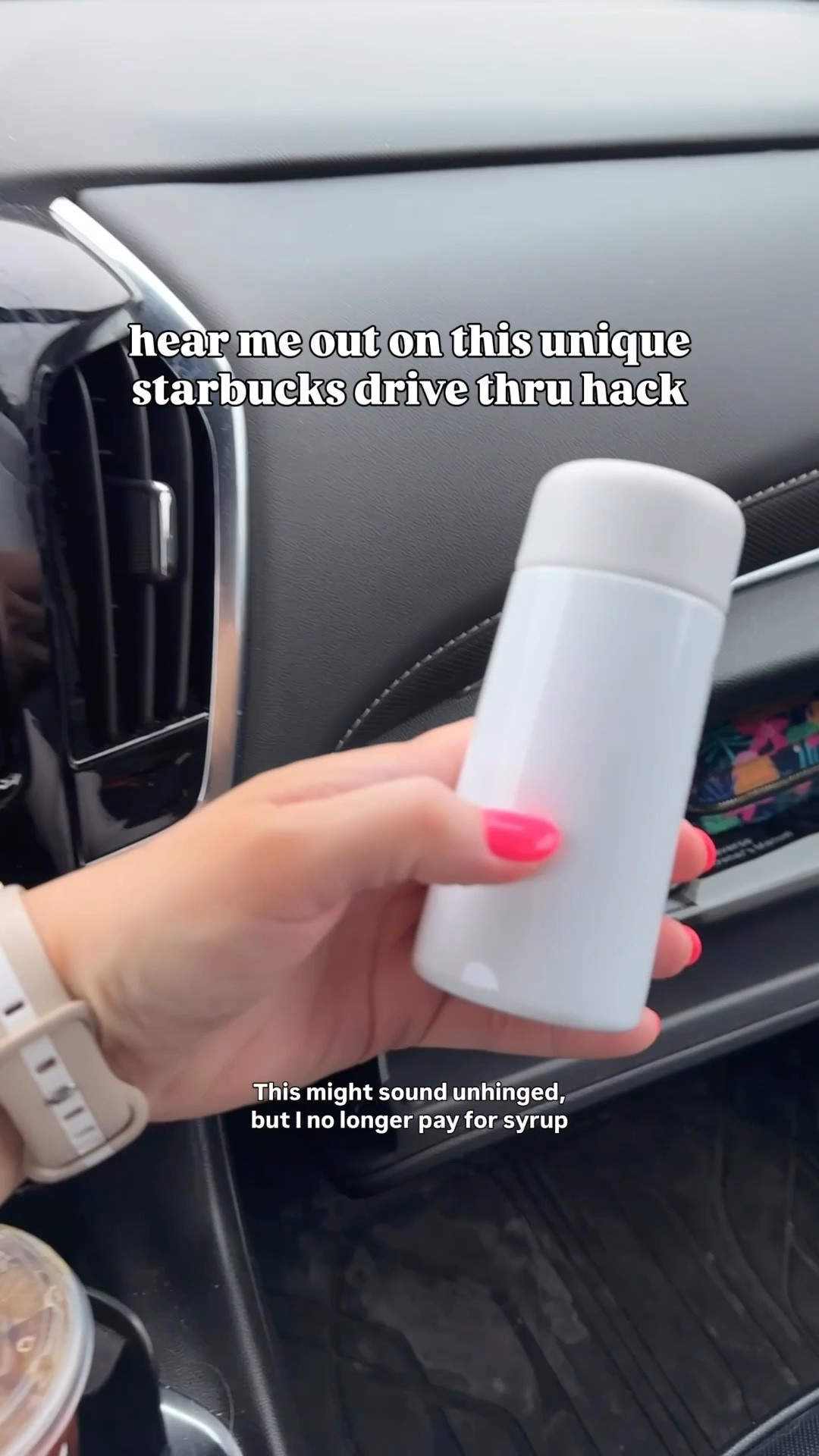 STARBUCKS DRIVE THRU HACK🥤
Stop paying $1 extra for syrup. If you have your favorite syrup at home put some in this tiny vacuum sealed bottle and put a few pumps of your own in each trip.

Might seem extra, but is it really in this economy?? Every $ saved is a $ towards more clothes and purses. 💁🏼‍♀️

#LTKfoodie #LTKmorningroutine #LTKvlog