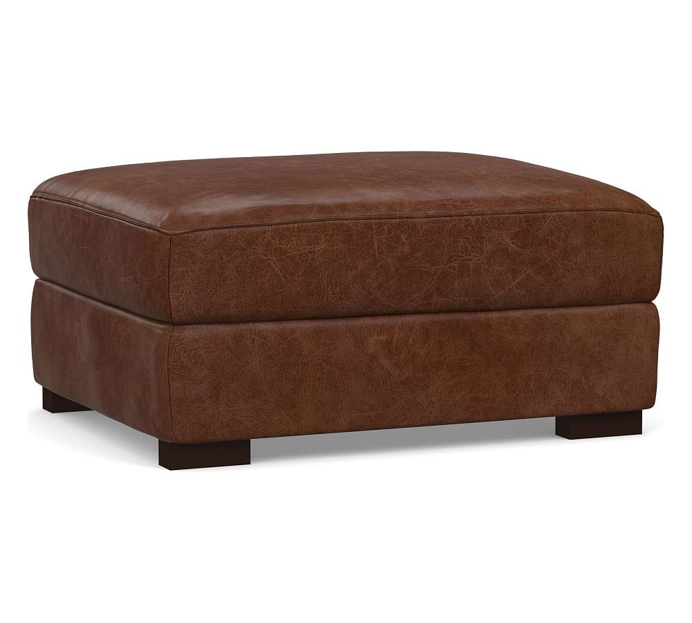 Turner Leather Ottoman | Pottery Barn (US)