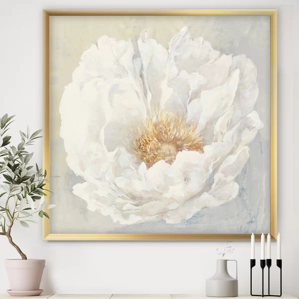 White Serene Peony - Print on Canvas | Wayfair North America