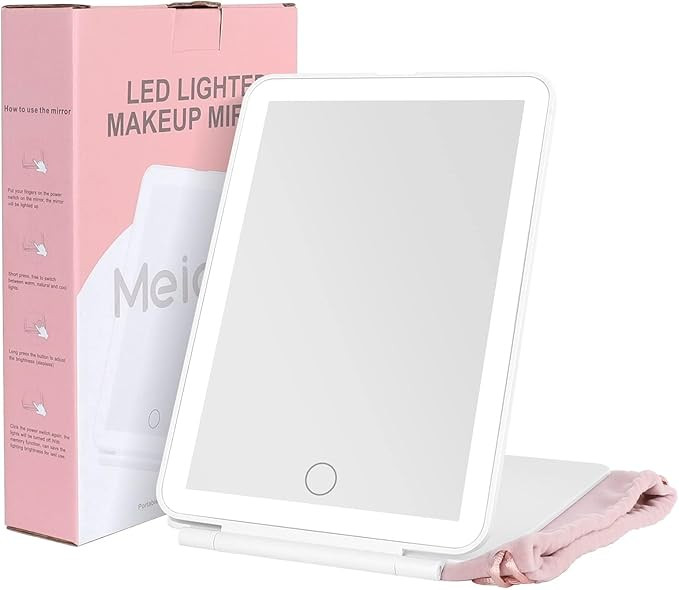Meidom Rechargeable Travel Makeup Mirror with Adjustable Brightness Lights, 3 Colour Modes and Se... | Amazon (UK)