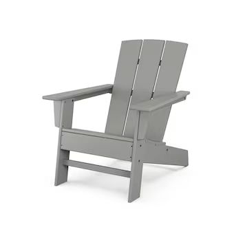 allen + roth by POLYWOOD Oakport Slate Grey HDPE Frame Stationary Adirondack Chair with Slat Seat... | Lowe's