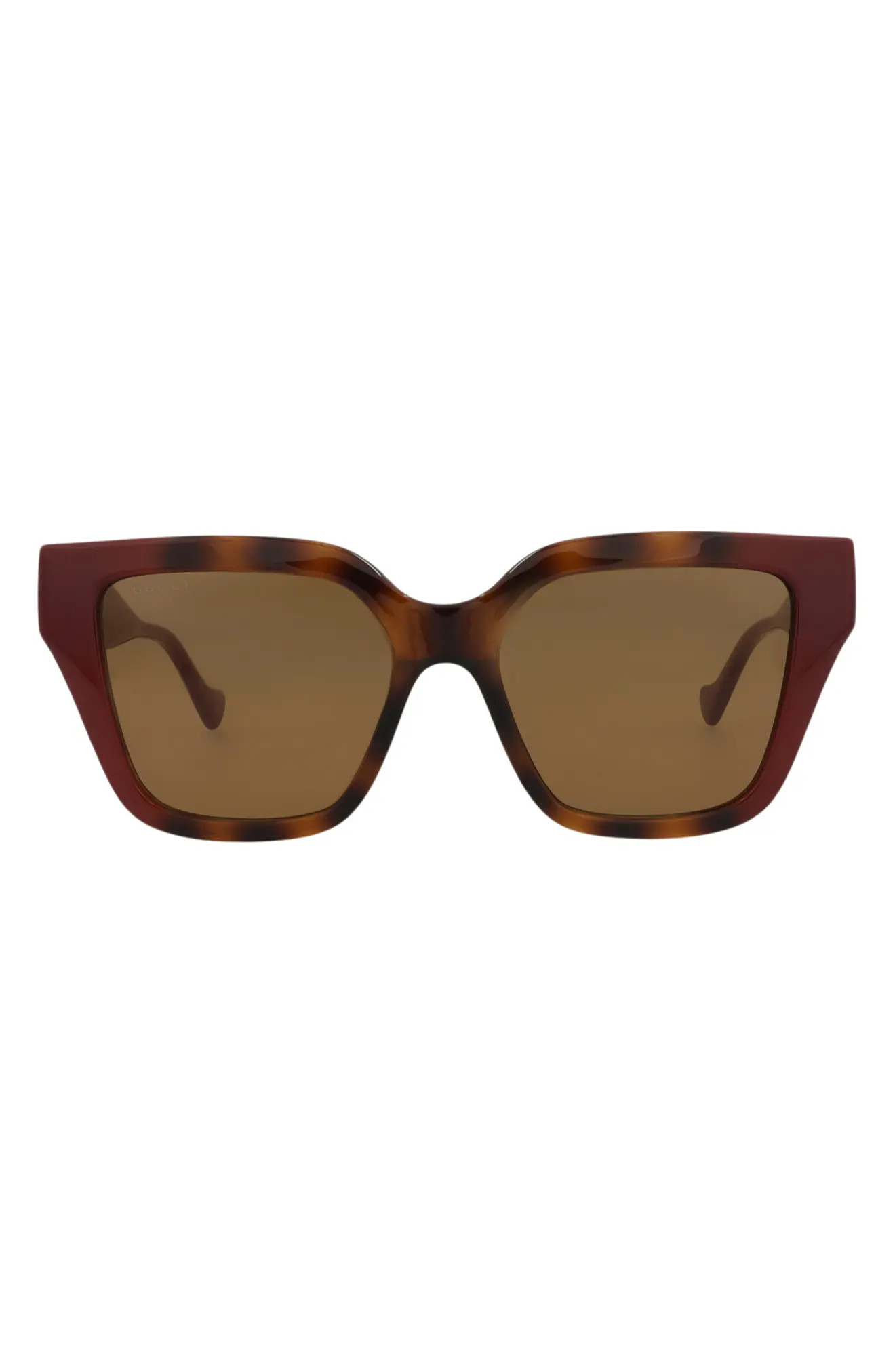 Gucci 54mm Rectangular Sunglasses in Havana Burgundy Brown at Nordstrom Rack | Nordstrom Rack