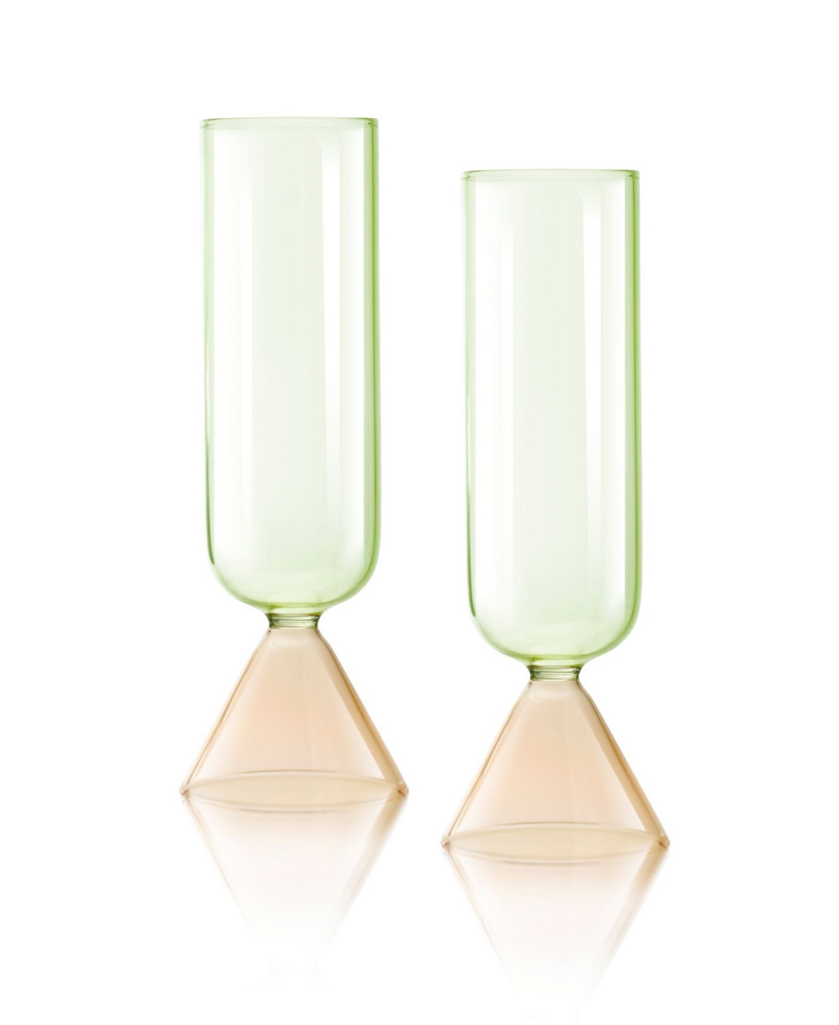 Qualia Glass Venice Flute Glasses, Set of 2 - Peach, Green | Macy's