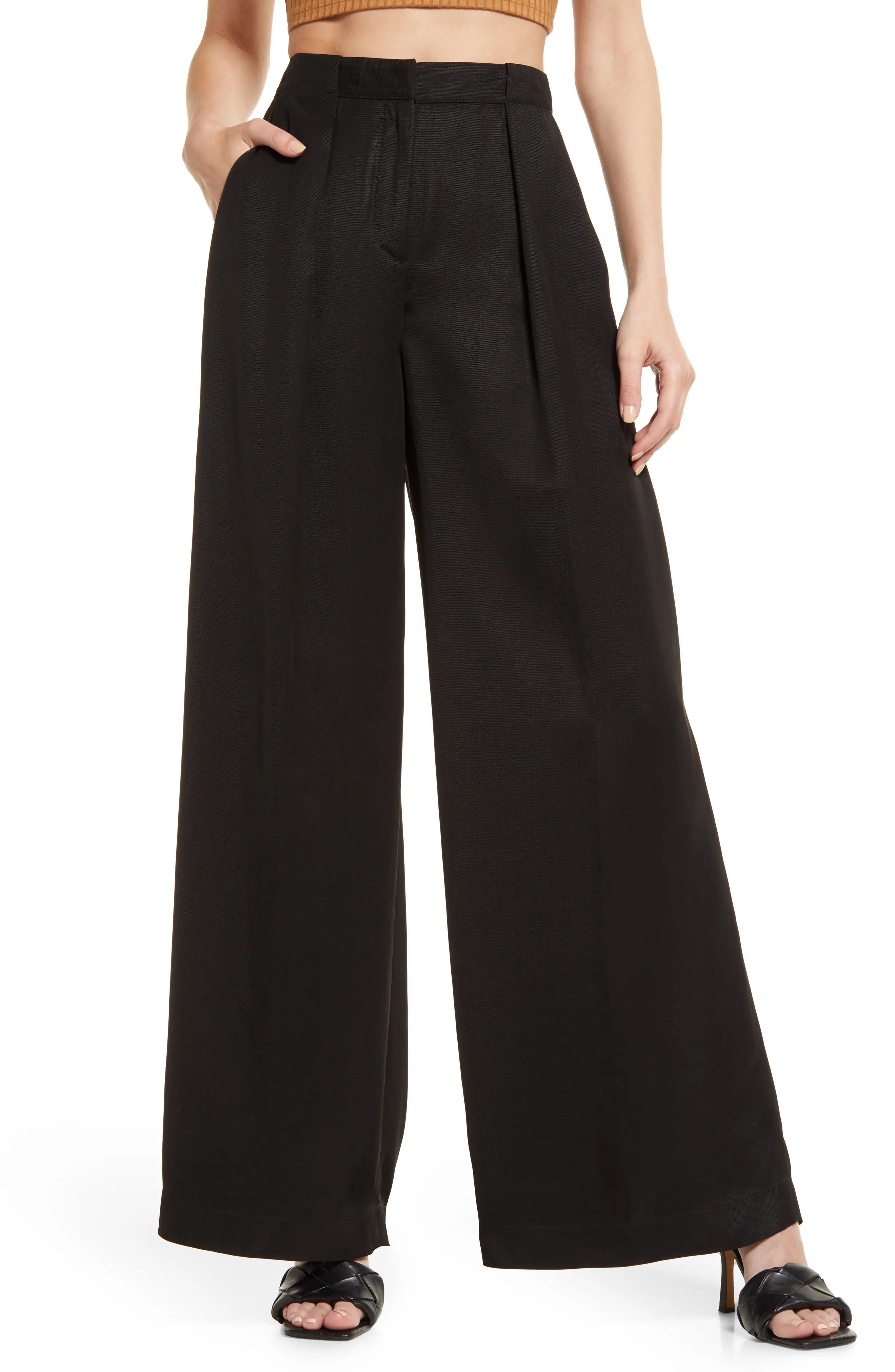Closed Rylan High Waist Wide Leg Trousers in Black at Nordstrom, Size 25 | Nordstrom
